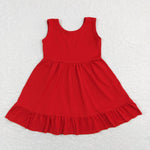 GSD0660 baby girl clothes pure red summer dress