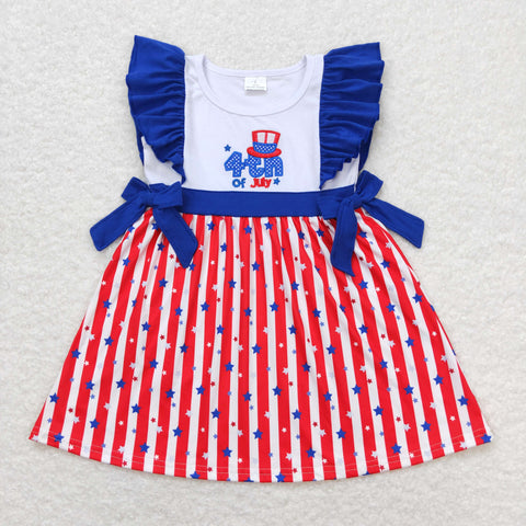 GSD0674 baby girl clothes embroidery 4th of July patriotic summer dress