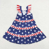 GSD0681 baby girl clothes girl 4th of July star patriotic summer dress