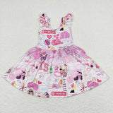 GSD0691 baby girl clothes twirl dress girl taylor pink summer dress