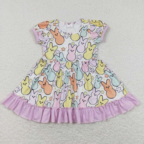 GSD0705 baby girl clothes girl colorful bunny easter summer dress