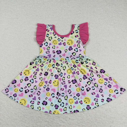 GSD0726  baby girl clothes smiley tie-dye hearts girl valentines day dress