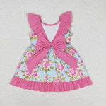 GSD0738  baby girl clothes pink flower girl summer dress