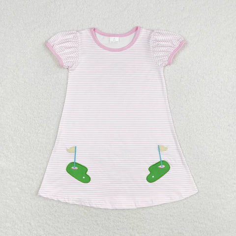 GSD0829  baby girl clothes embroidery golf field girl summer dress