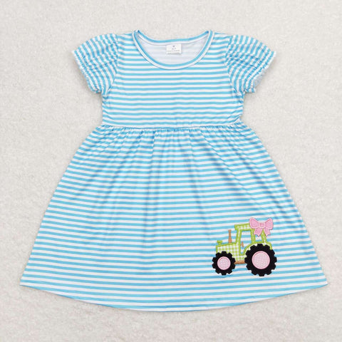 GSD0835  baby girl clothes embroidery  truck print girl summer dress