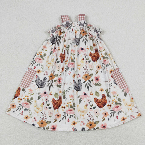 GSD0841  baby girl clothes flowers rooster girl summer dress