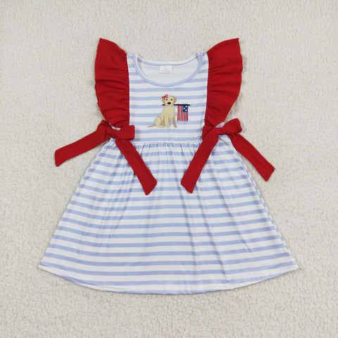 GSD0845 baby girl clothes embroidery pubby 4th of July patriotic girl summer dress