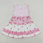 GSD0860 baby girl clothes pink flower girl summer dress