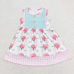 GSD0886 toddler clothes rose gingham baby girl summer dress