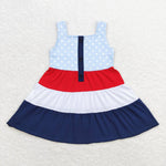 GSD0900 toddler clothes star 4th of July patriotic baby girl summer dress