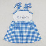 GSD0905   toddler clothes police gingham baby girl summer dress