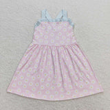 GSD0910  toddler clothes pink floral baby girl summer dress