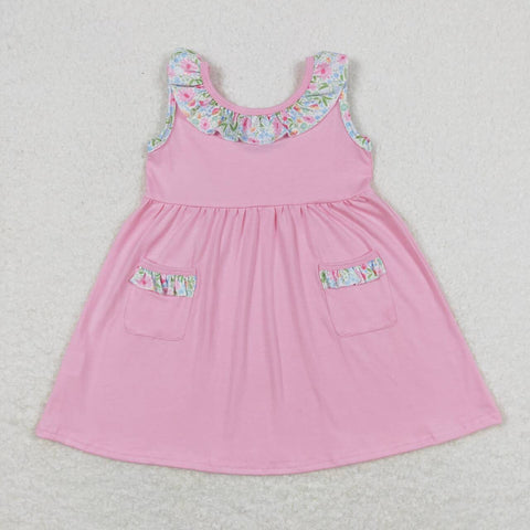 GSD0961  toddler clothes pink floral baby girl summer dress