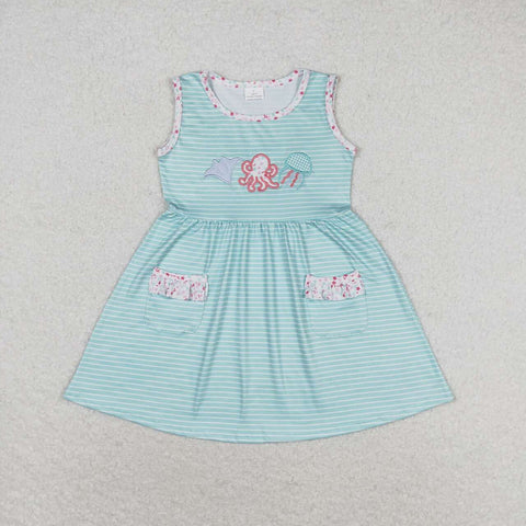 GSD0963  toddler clothes embroidery sea animals baby girl summer dress