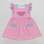 GSD0964 toddler clothes embroidery watermelon baby girl summer dress