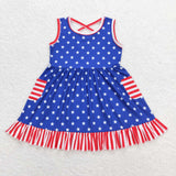 GSD0976 toddler clothes 4th of July patriotic baby girl summer dress