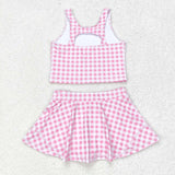 GSD0992   baby girl clothes pink gingham toddler girl summer outfits