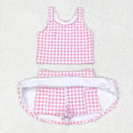 GSD0992   baby girl clothes pink gingham toddler girl summer outfits