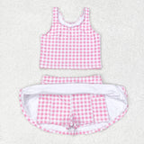 GSD0992   baby girl clothes pink gingham toddler girl summer outfits