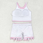 GSD0992   baby girl clothes pink gingham toddler girl summer outfits