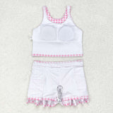 GSD0992   baby girl clothes pink gingham toddler girl summer outfits