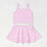 GSD0992   baby girl clothes pink gingham toddler girl summer outfits