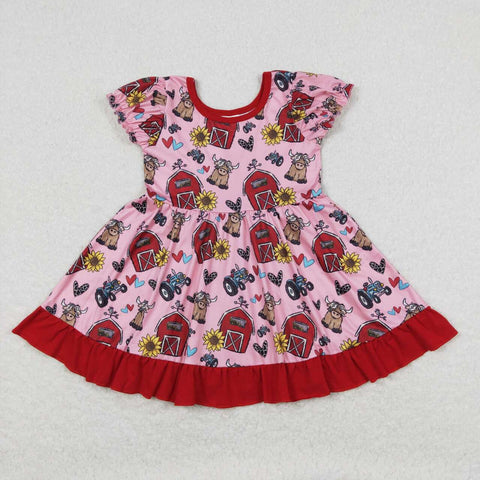 GSD1025 toddler clothes farm loving cow baby girl summer dress