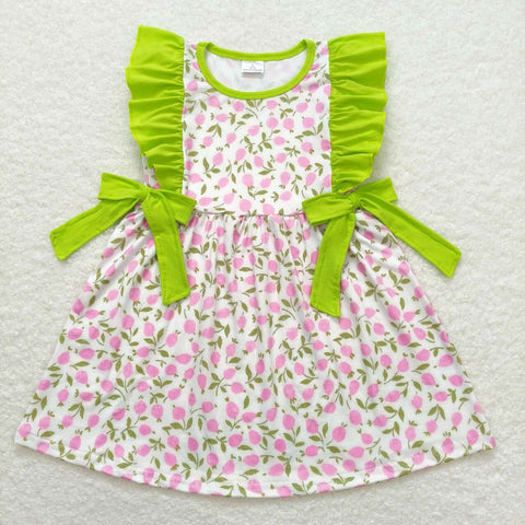 GSD1036   toddler clothes green floral baby girl summer dress