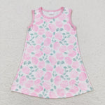 GSD1045  toddler clothes pink floral baby girl summer dress