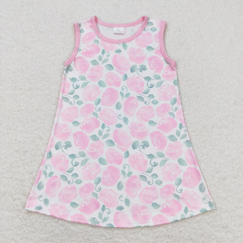 GSD1045  toddler clothes pink floral baby girl summer dress