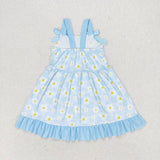 GSD1066 toddler clothes blue floral baby girl summer dress