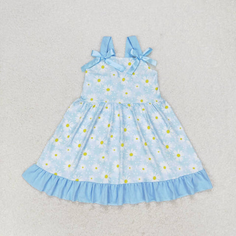 GSD1066 toddler clothes blue floral baby girl summer dress