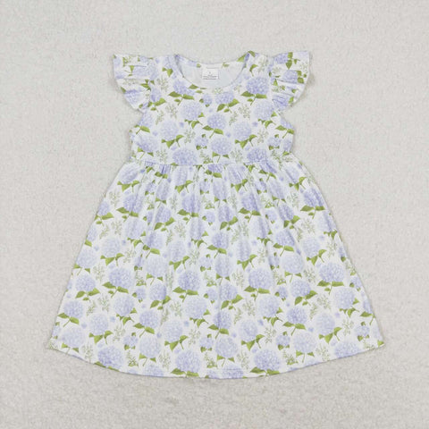 GSD1100  toddler clothes blue floral baby girl summer dress