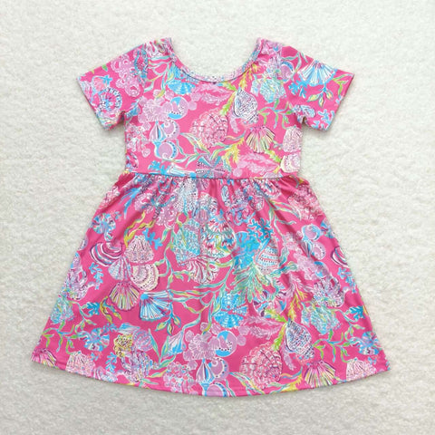 GSD1115  toddler clothes pink  painting baby girl summer dress