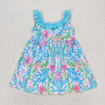 GSD1138   toddler clothes blue seaweed baby girl summer dress