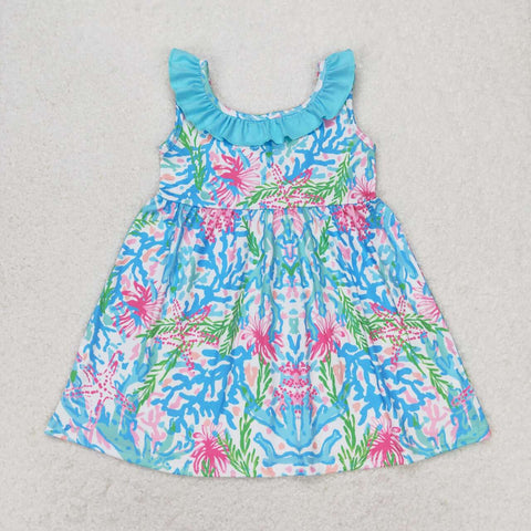 GSD1138   toddler clothes blue seaweed baby girl summer dress