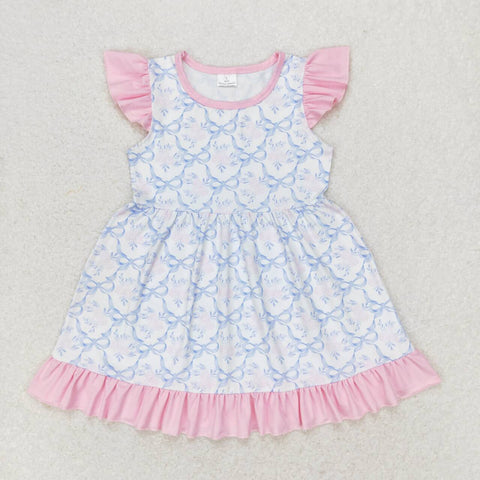 GSD1152  toddler clothes blue ribbon baby girl summer dress