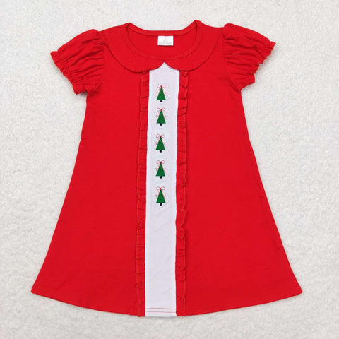 GSD1374  toddler girl clothes embroidery tree girl christmas dress