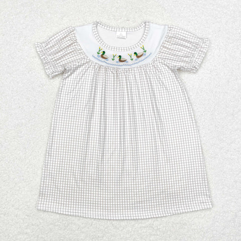 GSD1410   toddler girl clothes embroidery mallard girl  summer dress