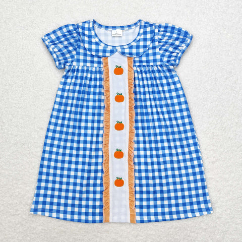 GSD1412 toddler girl clothes embroidery pumpkin girl thanksgiving dress