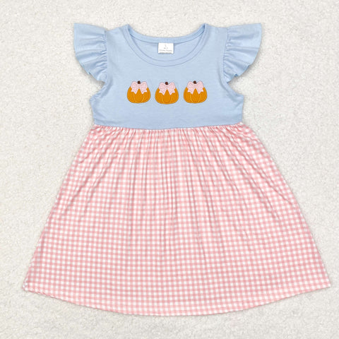 GSD1421   toddler girl clothes embroidery pumpkin girl  summer dress