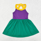 GSD1433   toddler girl clothes mardi gras girl summer yoga dress