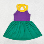 GSD1433   toddler girl clothes mardi gras girl summer yoga dress