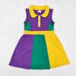 GSD1434  toddler girl clothes mardi gras girl summer yoga dress