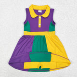 GSD1434  toddler girl clothes mardi gras girl summer yoga dress