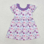 GSD1516   toddler girl clothes purple floral girl summer dress