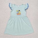 GSD1539   toddler clothes embroidery sailboat baby girl summer dress