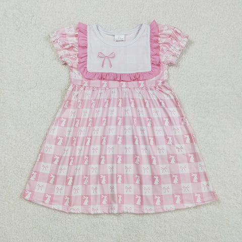 GSD1578  toddler clothes embroidery pink rabbit baby girl easter summer dress