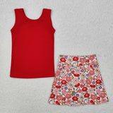 GSD1598  baby girl clothes red floral toddler girl summer outfit yoga clothes