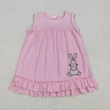 RTS kids summer matching clothes easter bunny embroidery girl summer clothes